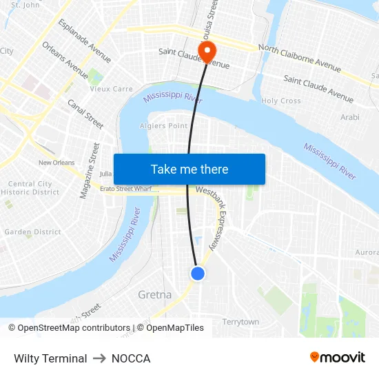Wilty Terminal to NOCCA map