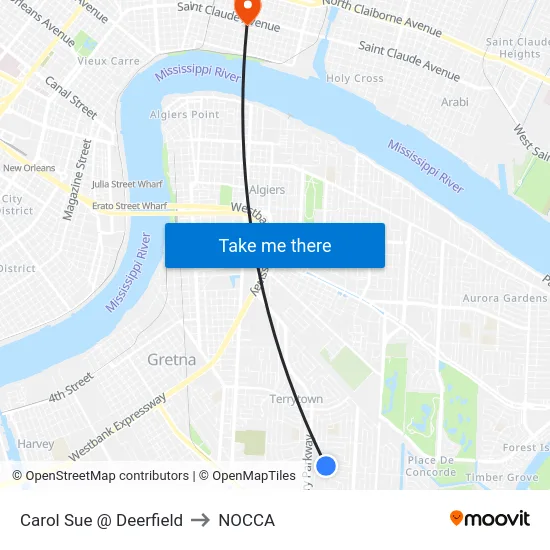 Carol Sue @ Deerfield to NOCCA map