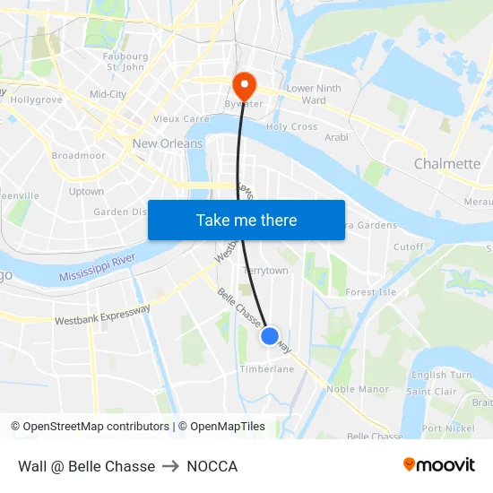 Wall @ Belle Chasse to NOCCA map