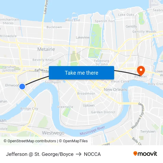 Jefferson @ St. George/Boyce to NOCCA map