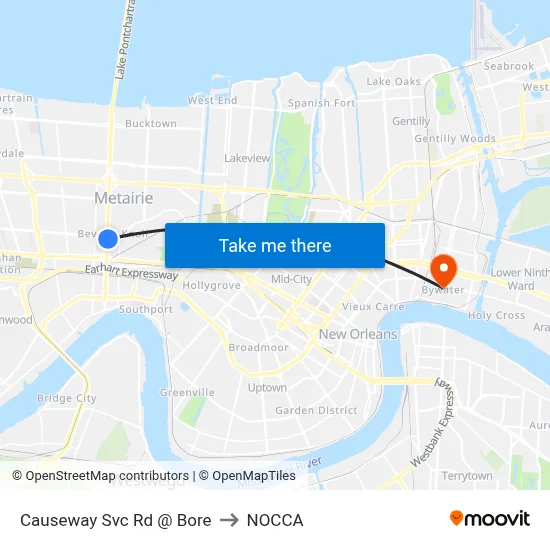 Causeway Svc Rd @ Bore to NOCCA map