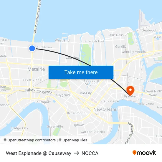 West Esplanade @ Causeway to NOCCA map