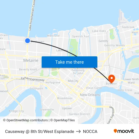 Causeway @ 8th St/West Esplanade to NOCCA map