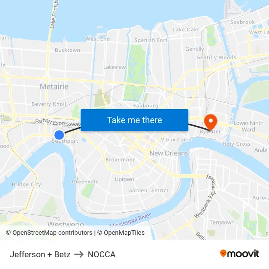 Jefferson + Betz to NOCCA map