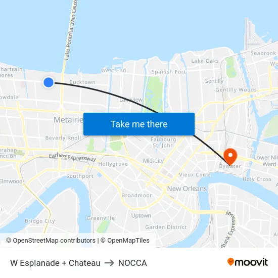 W Esplanade + Chateau to NOCCA map