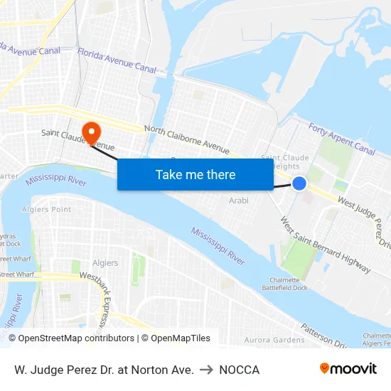 W. Judge Perez Dr. at Norton Ave. to NOCCA map