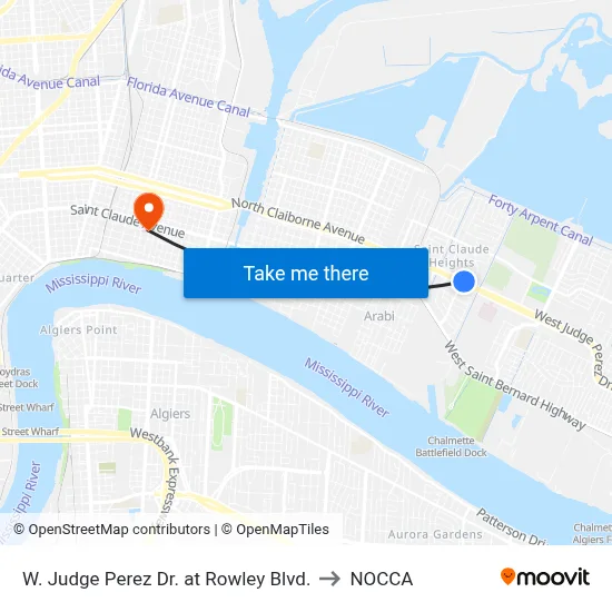 W. Judge Perez Dr. at Rowley Blvd. to NOCCA map