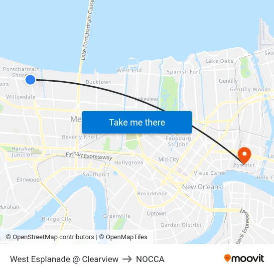 West Esplanade @ Clearview to NOCCA map