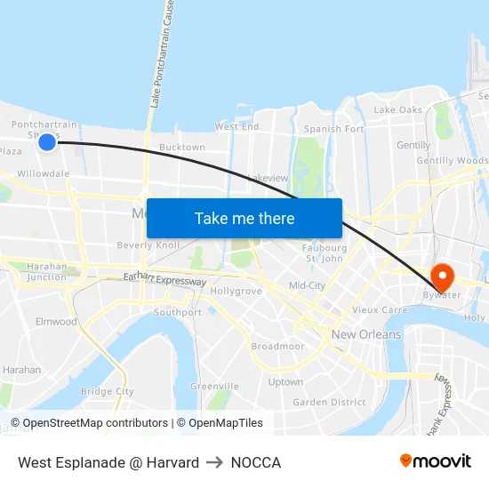 West Esplanade @ Harvard to NOCCA map