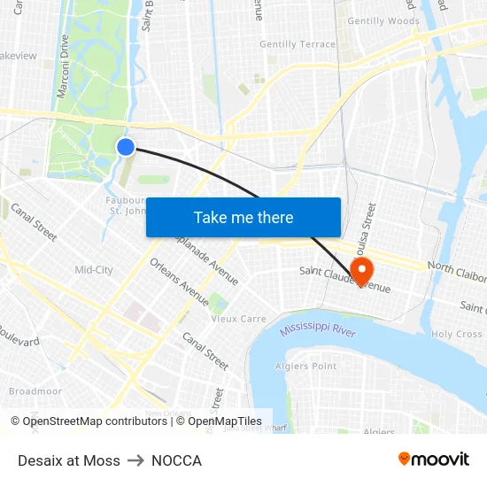Desaix at Moss to NOCCA map