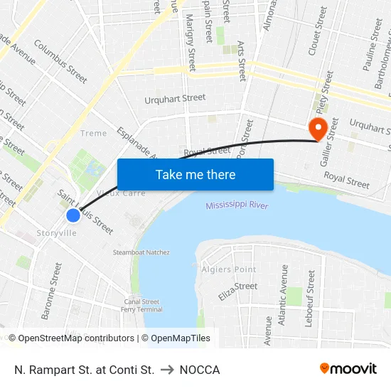 N. Rampart St. at Conti St. to NOCCA map