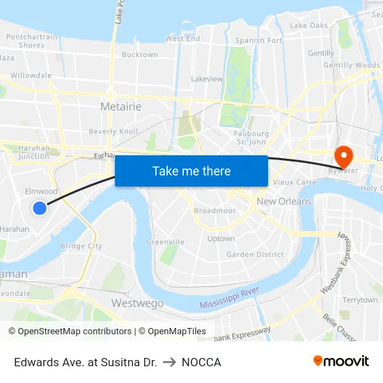 Edwards Ave. at Susitna Dr. to NOCCA map