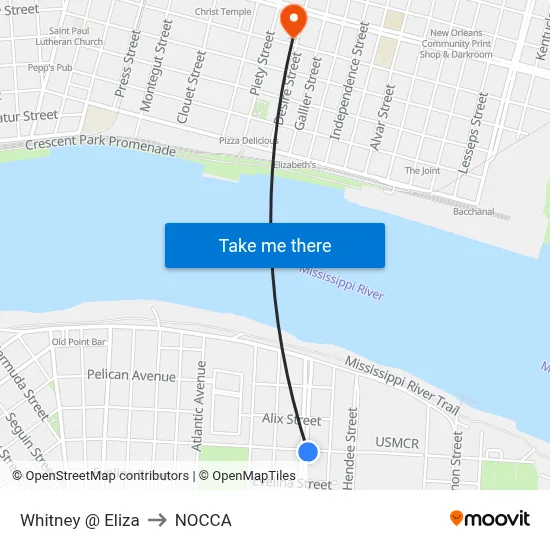 Whitney @ Eliza to NOCCA map