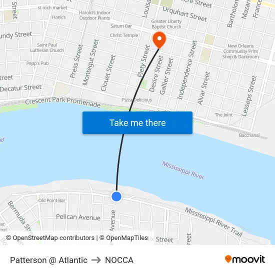 Patterson @ Atlantic to NOCCA map