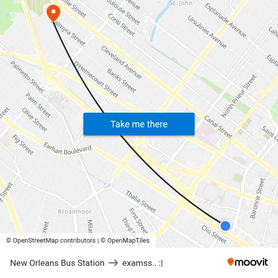 New Orleans Bus Station to examss.. :| map