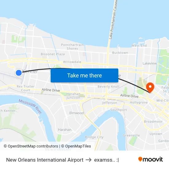 New Orleans International Airport to examss.. :| map