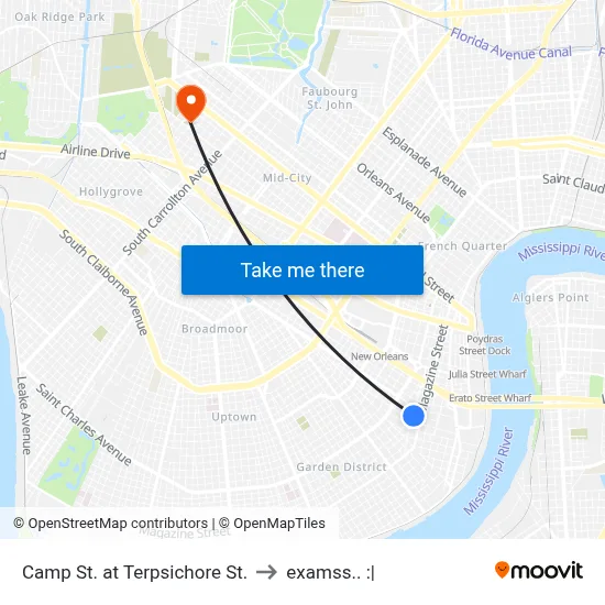 Camp St. at Terpsichore St. to examss.. :| map
