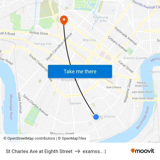 St Charles Ave at Eighth Street to examss.. :| map