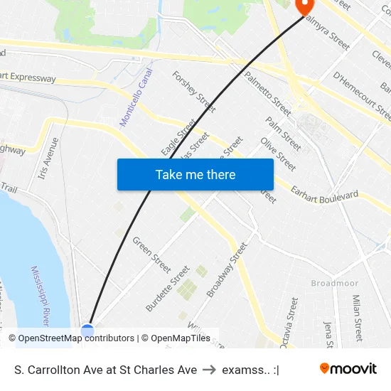 S. Carrollton Ave at St Charles Ave to examss.. :| map