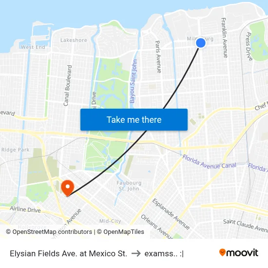 Elysian Fields Ave. at Mexico St. to examss.. :| map