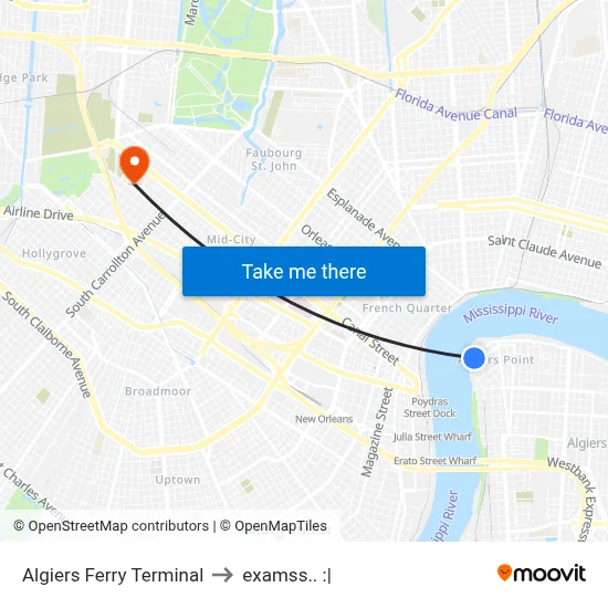 Algiers Ferry Terminal to examss.. :| map