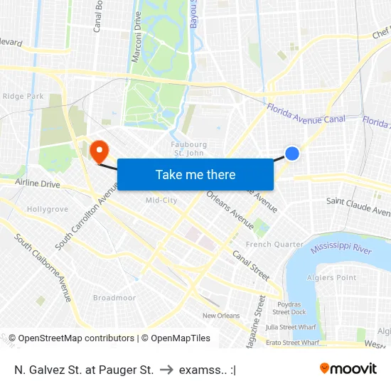 N. Galvez St. at Pauger St. to examss.. :| map