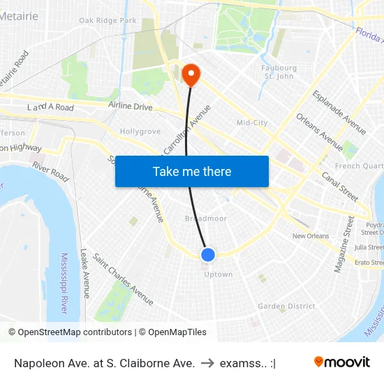 Napoleon Ave. at S. Claiborne Ave. to examss.. :| map