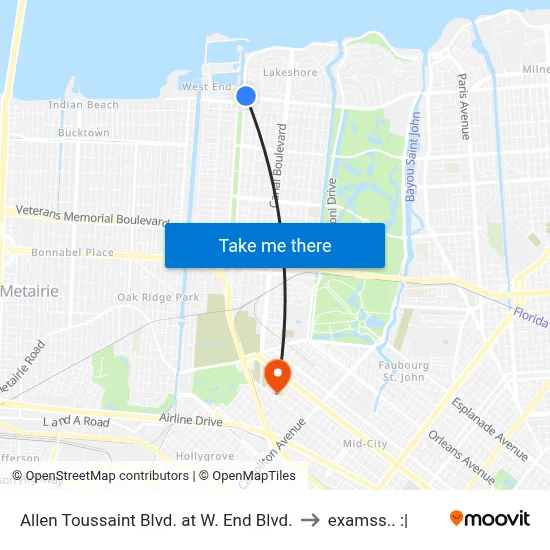 Allen Toussaint Blvd. at W. End Blvd. to examss.. :| map