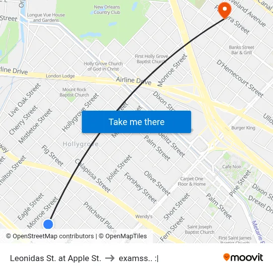Leonidas St. at Apple St. to examss.. :| map