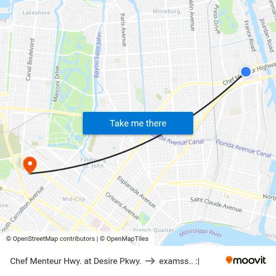 Chef Menteur Hwy. at Desire Pkwy. to examss.. :| map