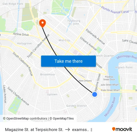 Magazine St. at Terpsichore St. to examss.. :| map