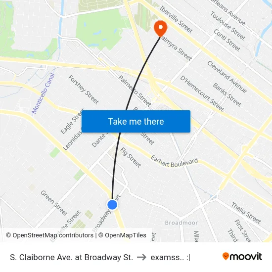 S. Claiborne Ave. at Broadway St. to examss.. :| map