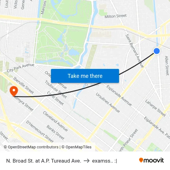 N. Broad St. at A.P. Tureaud Ave. to examss.. :| map