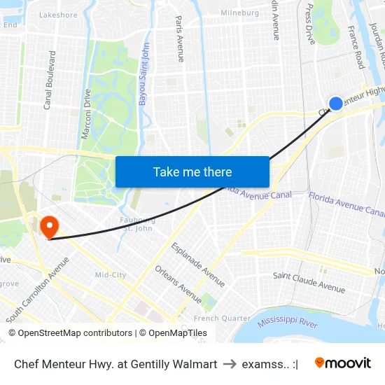 Chef Menteur Hwy. at Gentilly Walmart to examss.. :| map