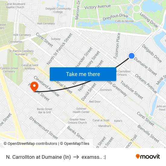 N. Carrollton at Dumaine (In) to examss.. :| map