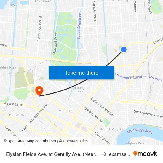 Elysian Fields Ave. at Gentilly Ave. (Nearside) to examss.. :| map