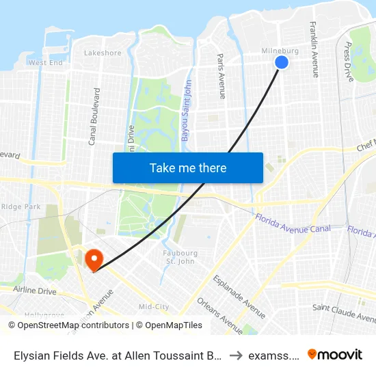 Elysian Fields Ave. at Allen Toussaint Blvd to examss.. :| map