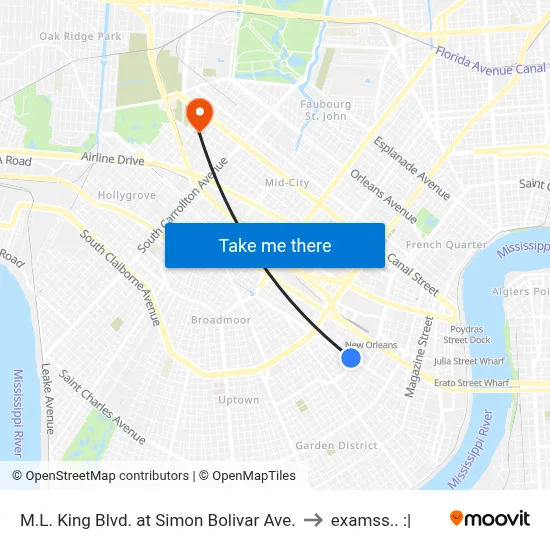M.L. King Blvd. at Simon Bolivar Ave. to examss.. :| map