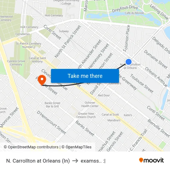 N. Carrollton at Orleans (In) to examss.. :| map
