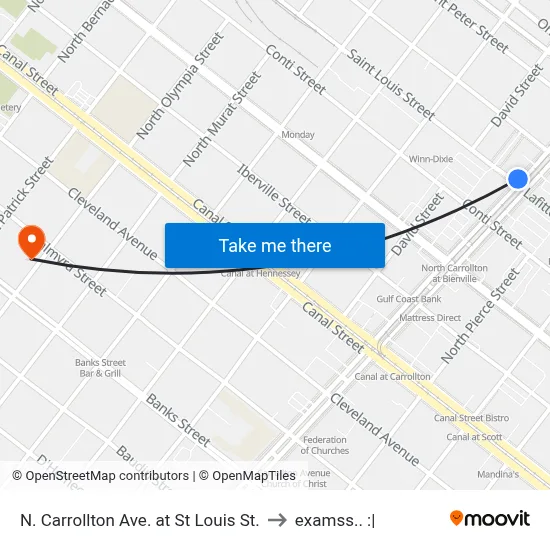 N. Carrollton Ave. at St Louis St. to examss.. :| map