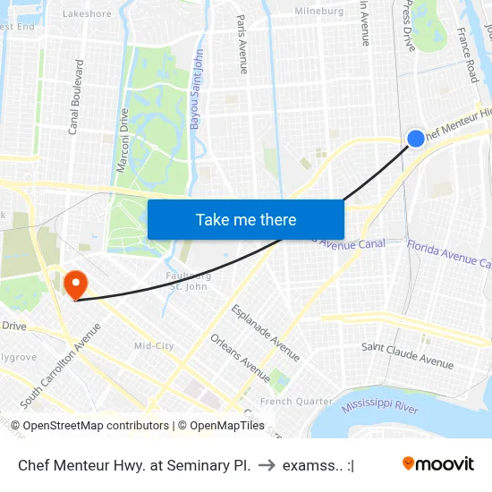 Chef Menteur Hwy. at Seminary Pl. to examss.. :| map