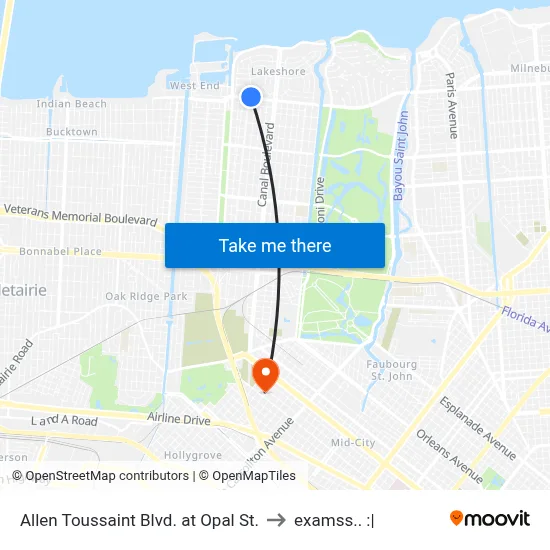Allen Toussaint Blvd. at Opal St. to examss.. :| map