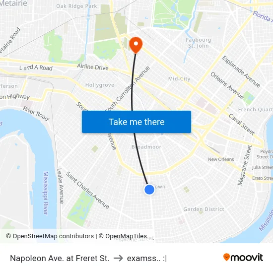 Napoleon Ave. at Freret St. to examss.. :| map