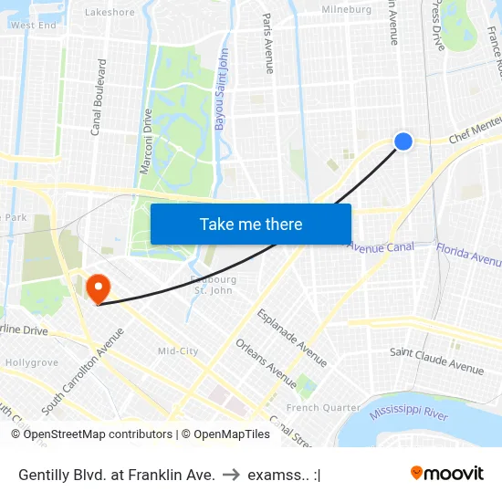 Gentilly Blvd. at Franklin Ave. to examss.. :| map