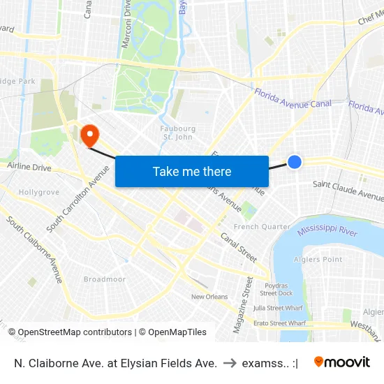 N. Claiborne Ave. at Elysian Fields Ave. to examss.. :| map