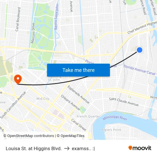 Louisa St. at Higgins Blvd. to examss.. :| map
