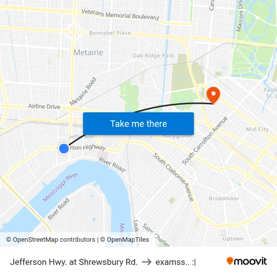 Jefferson Hwy. at Shrewsbury Rd. to examss.. :| map