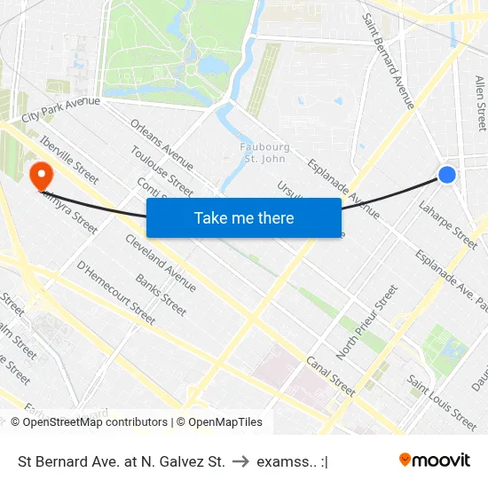 St Bernard Ave. at N. Galvez St. to examss.. :| map