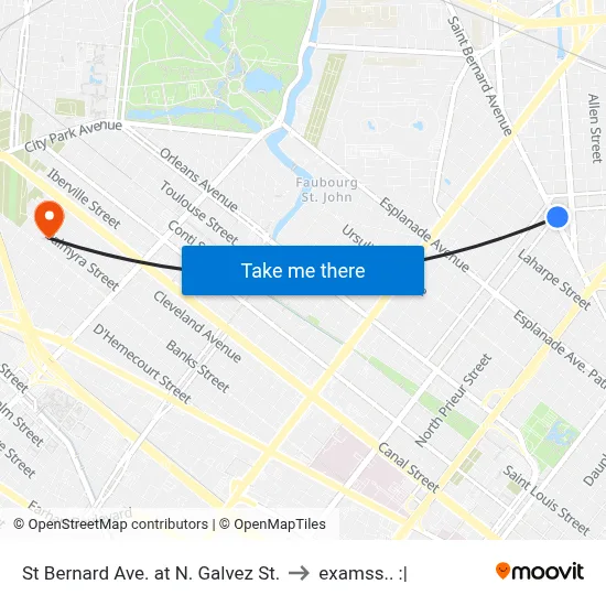 St Bernard Ave. at N. Galvez St. to examss.. :| map