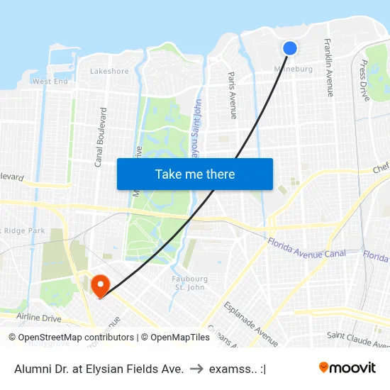 Alumni Dr. at Elysian Fields Ave. to examss.. :| map